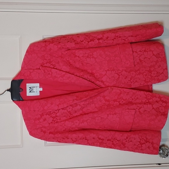 MILLY Avery Lace Blazer In Pink - Picture 5 of 16